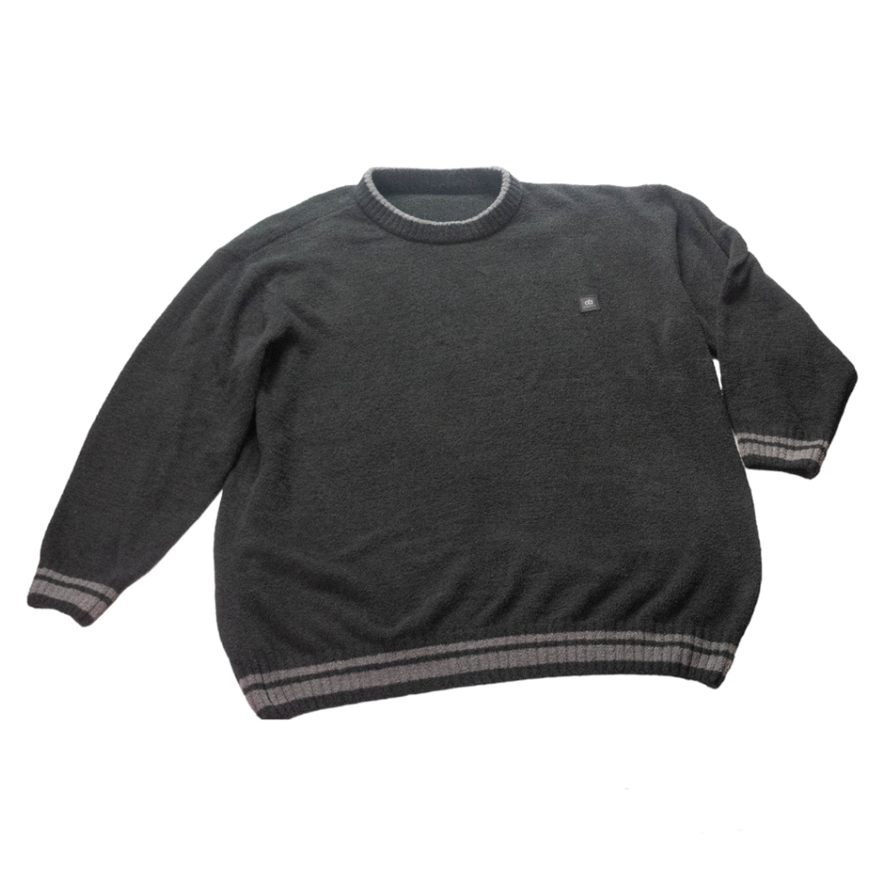 David Archy Mens Extra Large Black Fleece Crewneck Long Sleeve Sweater Top NWT